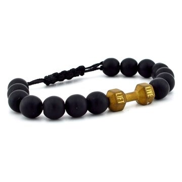 MAT SARI GOLD HALTER MAT ONİKS DOĞAL TAŞ ERKEK BİLEKLİK J0158
