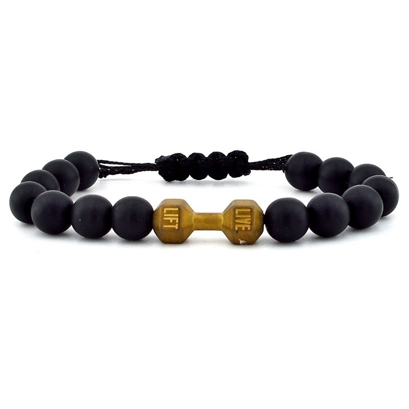 MAT SARI GOLD HALTER MAT ONİKS DOĞAL TAŞ ERKEK BİLEKLİK J0158