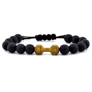 MAT SARI GOLD HALTER MAT ONİKS DOĞAL TAŞ ERKEK BİLEKLİK J0158