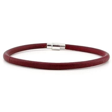 Bordo 4mm İnce Orijinal Deri Metal Manyetik Klips Erkek Bileklik M067G