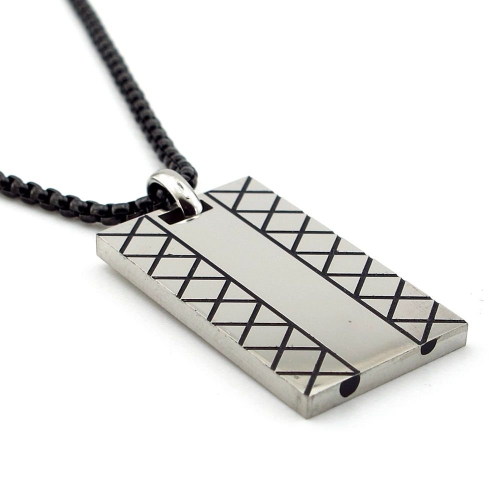 Parlak Plaka Siyah Paslanmaz Çelik Erkek Kolye Zincir Q0715