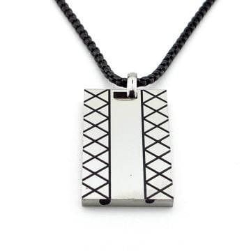 Parlak Plaka Siyah Paslanmaz Çelik Erkek Kolye Zincir Q0715