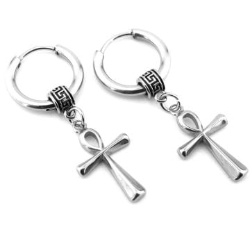 Ankh Antik Mısır Yaşam Sembol Paslanmaz Çelik Unisex Kadın Erkek Küpe ER197