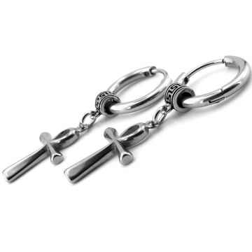 Ankh Antik Mısır Yaşam Sembol Paslanmaz Çelik Unisex Kadın Erkek Küpe ER197