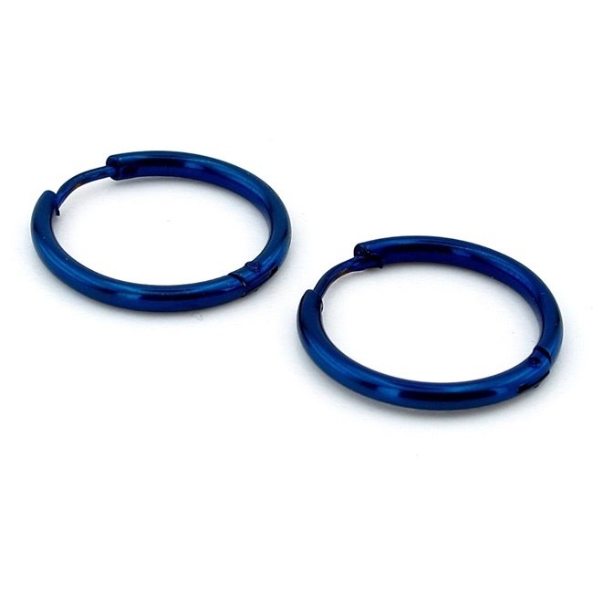 İNCE MAVİ HALKA 20mm ÇAPLI PASLANMAZ ÇELİK ERKEK KÜPE E945