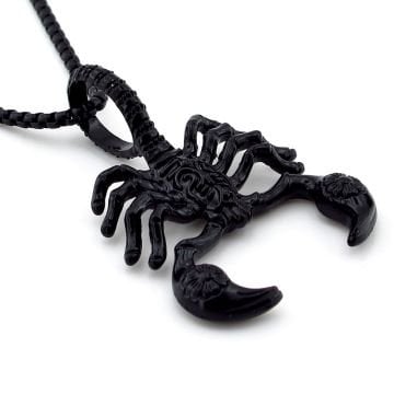 Siyah Çelik Akrep Kral Burç Erkek Çelik Kolye Zincir Q0720