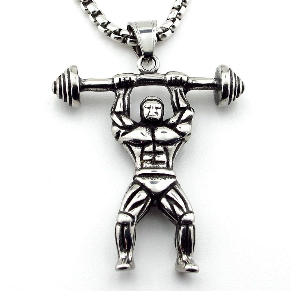 Halter Body Building Fitness Spor Çelik Erkek Kolye Zincir Q0724