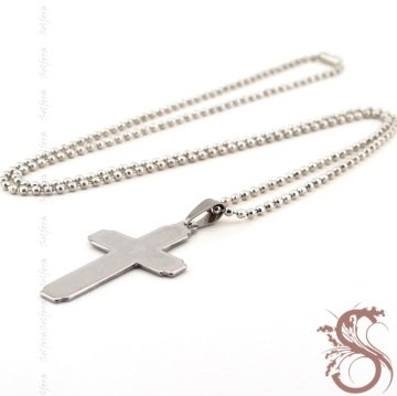 LATİN YAZILI HAÇ JESUS ÇELİK ERKEK KOLYE K544