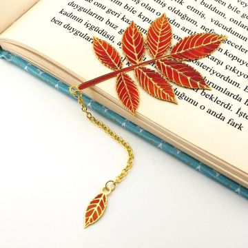 Kurumuş Sonbahar Ağaç Yaprakları Bookmark Metal Ayraç Kitap Ayracı Zincirli AY016