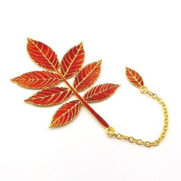 Kurumuş Sonbahar Ağaç Yaprakları Bookmark Metal Ayraç Kitap Ayracı Zincirli AY016