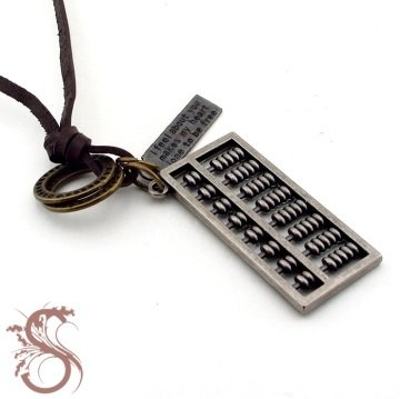 ABAKÜS MATEMATİK METAL DERİ ERKEK KOLYE K560