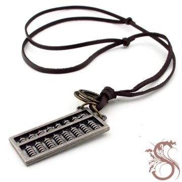 ABAKÜS MATEMATİK METAL DERİ ERKEK KOLYE K560