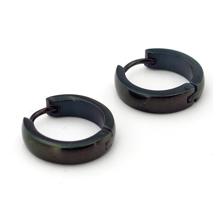 BÜYÜK BOY 20mm KALIN HALKA SİYAH ÇELİK HALKA ERKEK KÜPE E839