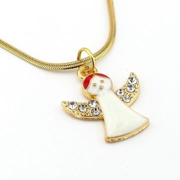 Yılbaşı Yeni Yıl Beyaz Melek Noel İtalyan Çelik Zincir Kolye Q0754