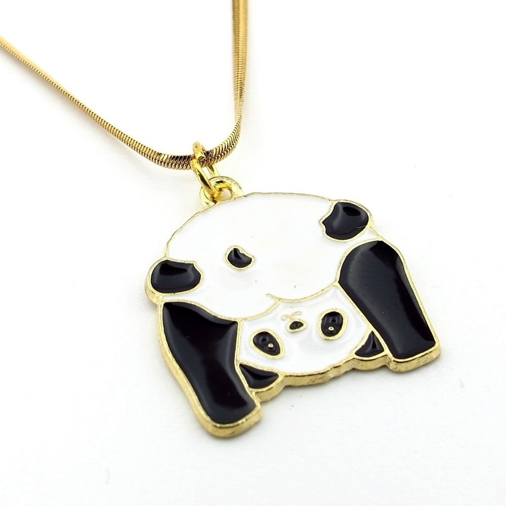 Yoga Yapan Panda İtalyan Yassı Çelik Zincir Kadın Kolye Q0763