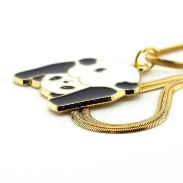 Yoga Yapan Panda İtalyan Yassı Çelik Zincir Kadın Kolye Q0763