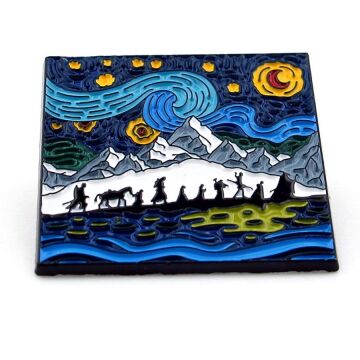Yüzüklerin Efendisi Yüzük Kardeşliği Van Gogh Yıldızlı Gece Metal Rozet RX001