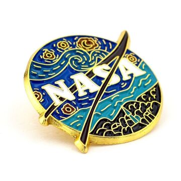 Nasa Van Gogh Yıldızlı Gece Uzay Gökyüzü Metal Rozet RX003