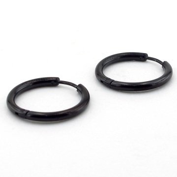 BÜYÜK BOY 23 mm GENİŞ HALKA SİYAH ÇELİK ERKEK KÜPE E592