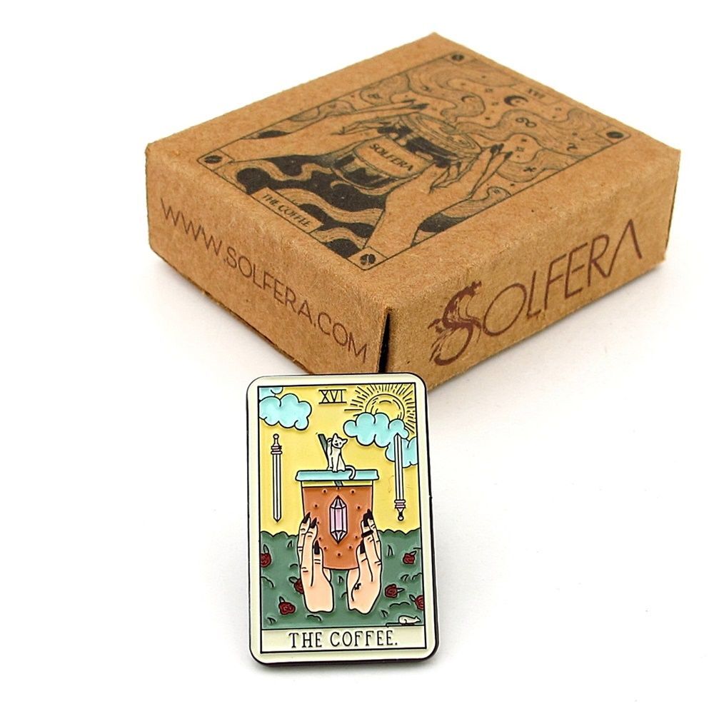 Tarot Kartı Şeklinde The Coffee Kahve Latte Çanta Süsü Metal Rozet RX037