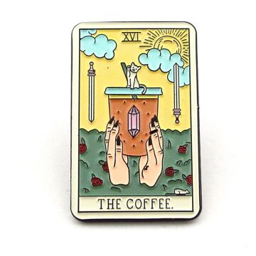 Tarot Kartı Şeklinde The Coffee Kahve Latte Çanta Süsü Metal Rozet RX037