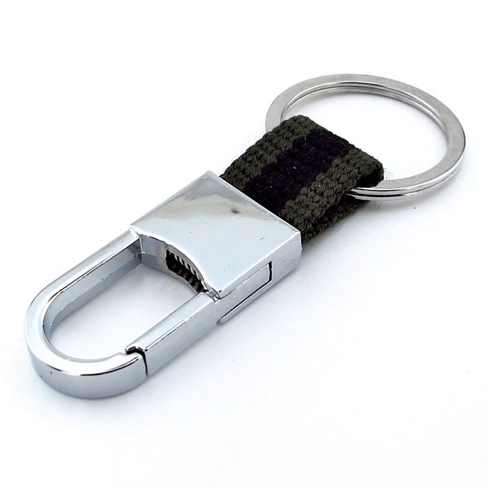 HAKİ YEŞİL SİYAH KUMAŞLI ASKERİ KANCA METAL ANAHTARLIK KC948