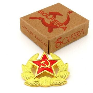 SSCB Rus Orak Çekiç Büyük Boy İğneli Sarı Metal Rozet Yaka Çanta Süsü RX048