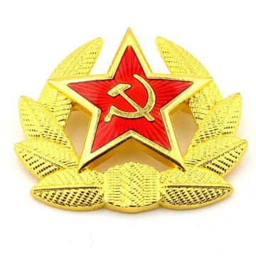 SSCB Rus Orak Çekiç Büyük Boy İğneli Sarı Metal Rozet Yaka Çanta Süsü RX048