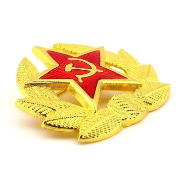 SSCB Rus Orak Çekiç Büyük Boy İğneli Sarı Metal Rozet Yaka Çanta Süsü RX048
