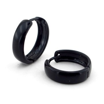SİYAH RENKLİ 17 mm ÇAPLI HALKA ÇELİK ERKEK KÜPE E617