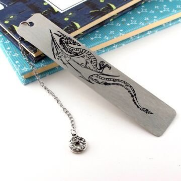 Ejderha Paslanmaz Çelik Bookmark Metal Ayraç Kitap Ayracı Zincirli AY047
