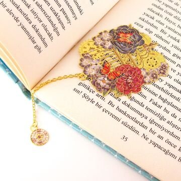 Zamanın Ruhu Mekanik Saat ve Kelebekler Metal Ayraç Kitap Ayracı AY049