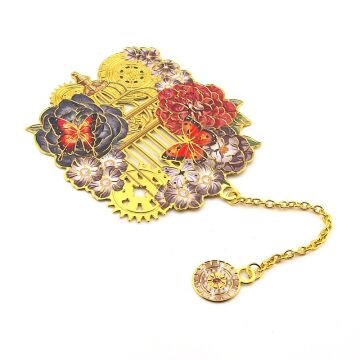 Zamanın Ruhu Mekanik Saat ve Kelebekler Metal Ayraç Kitap Ayracı AY049