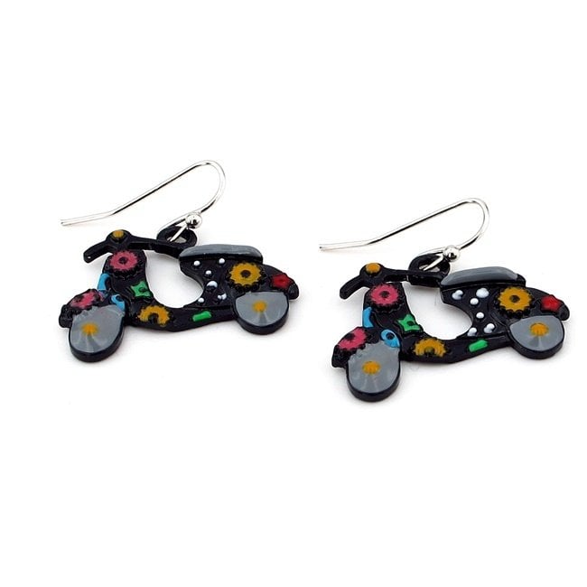 VESPA MOTOR ÇİÇEKLİ SALLANTILI KADIN KÜPE EX007