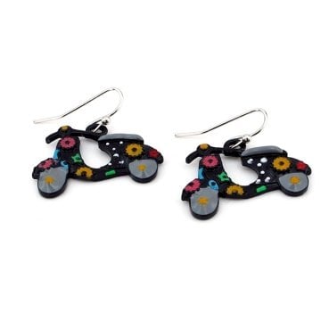 VESPA MOTOR ÇİÇEKLİ SALLANTILI KADIN KÜPE EX007