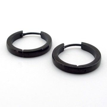 BÜYÜK BOY HALKA 20mm SİYAH ÇELİK HALKA ERKEK KÜPE ÇİFT E624