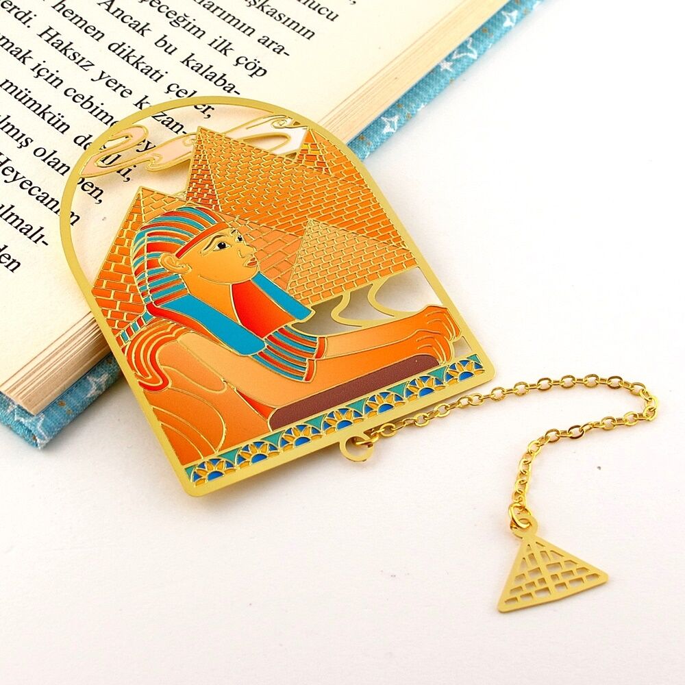 Sfenks Piramit Antik Mısır Bookmark Metal Ayraç Kitap Ayracı Zincirli AY054
