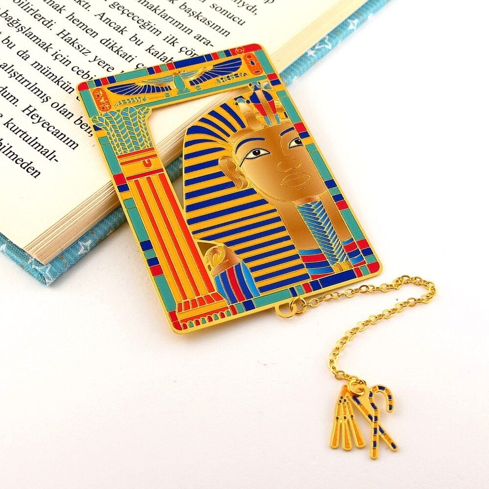 Firavun Antik Mısır Bookmark Metal Ayraç Kitap Ayracı Zincirli AY055