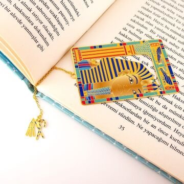 Firavun Antik Mısır Bookmark Metal Ayraç Kitap Ayracı Zincirli AY055