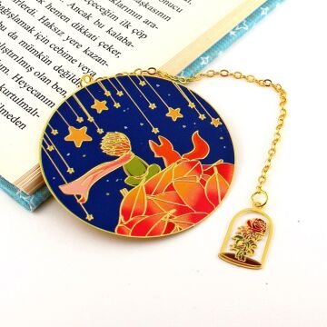 Küçük Prens Le Petit Prince Bookmark Metal Ayraç Kitap Ayracı Zincirli AY057