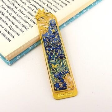 Vincent  Van Gogh İrisler Süsen Çiçekleri Altın Rengi Metal Kitap Ayracı AY065