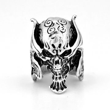 Büyük Boy Kurukafa Diablo Pirinç Ayarlanabilir Erkek Yüzük RG037