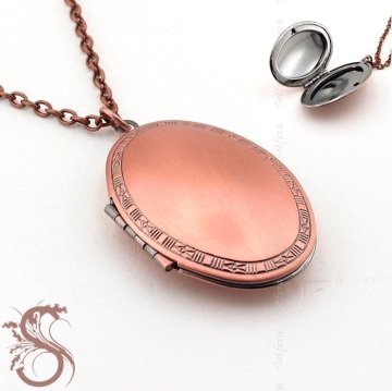 ANTİK ROSE BRONZ FOTOĞRAF ÇERÇEVELİ BAYAN KOLYE K700