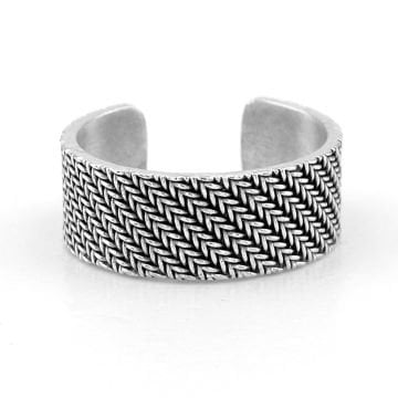 Çapraz Hasır Desenli Pirinç Ayarlanabilir Erkek Yüzük RG047