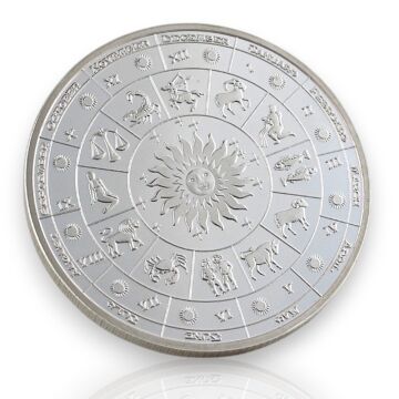 Ayın Evreleri ve Güneş Zodiac Burçlar Haritası Koleksiyon Metal Şans Hatıra Parası CP037