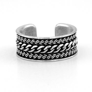 Örgü Zincir Desenli Pirinç Ayarlanabilir Erkek Yüzük RG050