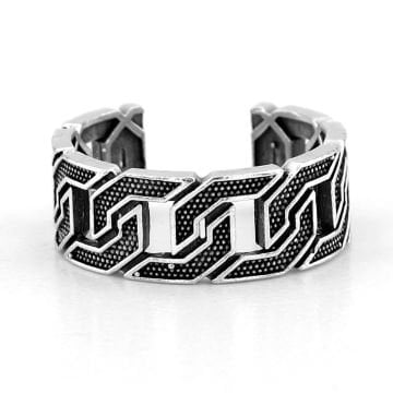 Zincir Halka Desenli  Pirinç Ayarlanabilir Erkek Yüzük RG054