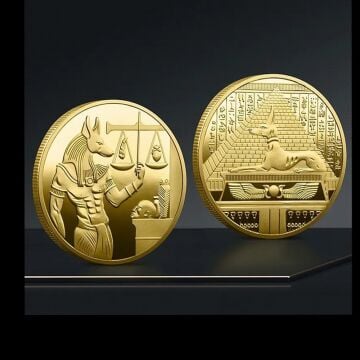 Anubis Antik Mısır Koruyucu Mitoloji Yazı Tura Koleksiyon Metal Şans Hatıra Parası CP043