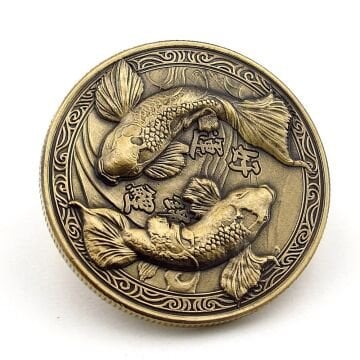 Koi Fish Kabartma Japon Balığı Talih İyi Şans Coin Metal Para CP061
