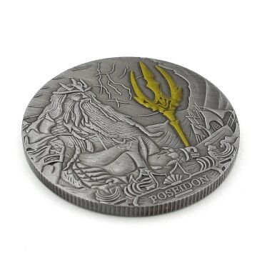 Poseidon Antik Mitolojik Denizlerin Tanrısı Şans Güç Metal Para CP068